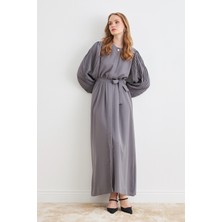 Kolları Piliseli Abaya - Gri