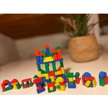 Ahşap Bloklar 60 Parça Kovalı Montessori Oyuncak
