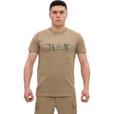Single Sword Bisiklet Yaka Kısa Kollu Baskılı Kadın&erkek T-Shirt Renk: Bej Beden: Xl Serisi