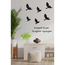 trc trafik Hayat Kısa Kuşlar Uçuyor Dekoratif Duvar Sticker (Siyah)