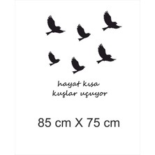 trc trafik Hayat Kısa Kuşlar Uçuyor Dekoratif Duvar Sticker (Siyah)