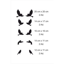 Uçan Kuşlar Dekoratif Duvar Sticker Kuş Sürüsü Siyah (10 Adet) Ths-02-01-01