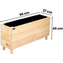 Faev Ahşap Saksı Dış Mekan Çiçeklik Dekoratif Büyük Boy Saksı Hazır Kurulu 95CM x 26CM Yükseklik 45CM