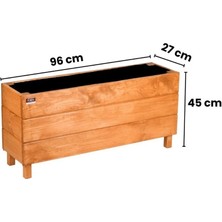 Faev Ahşap Saksı Dış Mekan Çiçeklik Dekoratif Büyük Boy Saksı Hazır Kurulu 95CM x 26CM Yükseklik 45CM