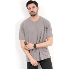 Erkek Bisiklet Yaka Basic Yumuşak Dokulu T-Shirt Kahverengi - 2924