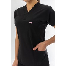 112 Giyim Likra Yarasa Kol Doktor Hemşire Forması Alt Üst Takım Füme Gri (LYRS1006)