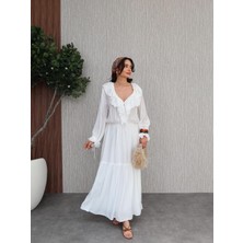 Ön Fırfırlı Vual Elbise