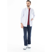 112 Giyim Hakim Yaka Uzun Boy Erkek Doktor Önlüğü Alpaka Kumaş Beyaz (BEO103)