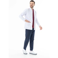 112 Giyim Hakim Yaka Uzun Boy Erkek Doktor Önlüğü Alpaka Kumaş Beyaz (BEO103)