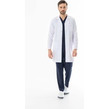 112 Giyim Spor Yaka Uzun Boy Erkek Doktor Önlüğü Alpaka Kumaş Beyaz (BEO102)