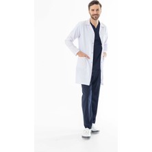 112 Giyim Spor Yaka Uzun Boy Erkek Doktor Önlüğü Alpaka Kumaş Beyaz (BEO102)
