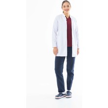 112 Giyim Hakim Yaka Orta Boy Kadın Doktor Önlüğü Alpaka Kumaş Beyaz (BKO002)