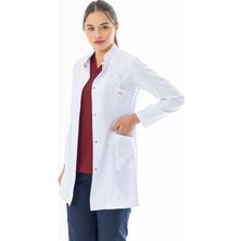 112 Giyim Hakim Yaka Orta Boy Kadın Doktor Önlüğü Alpaka Kumaş Beyaz (BKO002)