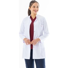 112 Giyim Hakim Yaka Orta Boy Kadın Doktor Önlüğü Alpaka Kumaş Beyaz (BKO002)