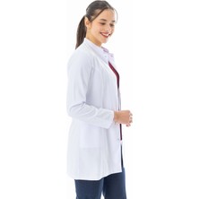 112 Giyim Hakim Yaka Orta Boy Kadın Doktor Önlüğü Alpaka Kumaş Beyaz (BKO002)