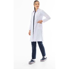112 Giyim Hakim Yaka Uzun Boy Kadın Doktor Önlüğü Alpaka Kumaş Beyaz (BKO003)