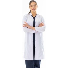 112 Giyim Hakim Yaka Uzun Boy Kadın Doktor Önlüğü Alpaka Kumaş Beyaz (BKO003)