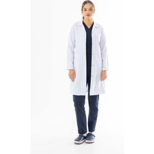 112 Giyim Spor Yaka Uzun Boy Kadın Doktor Önlüğü Alpaka Kumaş Beyaz (BKO007)