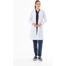112 Giyim Spor Yaka Uzun Boy Kadın Doktor Önlüğü Alpaka Kumaş Beyaz (BKO007)