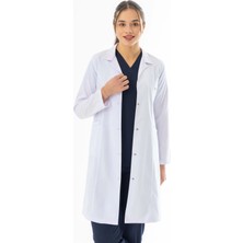 112 Giyim Spor Yaka Uzun Boy Kadın Doktor Önlüğü Alpaka Kumaş Beyaz (BKO007)