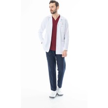 112 Giyim Spor Yaka Ceket Boy Erkek Doktor Önlüğü Alpaka Kumaş Beyaz (BEO101)