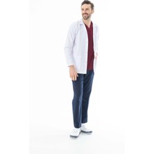 112 Giyim Spor Yaka Ceket Boy Erkek Doktor Önlüğü Alpaka Kumaş Beyaz (BEO101)
