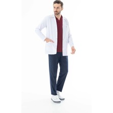 112 Giyim Spor Yaka Ceket Boy Erkek Doktor Önlüğü Alpaka Kumaş Beyaz (BEO101)