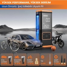 Dijital Ekranlı  Enshall 5400 Mah 4ın1 Çakmaklıklı Şarjlı Taşınabilir Araç Lastik Top Şişirme Pompası Oto Hava Kompresörü
