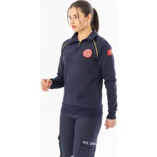 112 Giyim 112 Acil Tıp Teknisyeni Uzun Kol Fermuarlı Sweatshirt  (ATT005)
