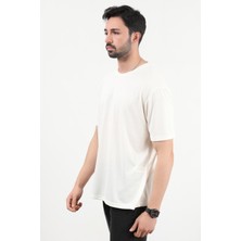 Erkek Bisiklet Yaka Basic Yumuşak Dokulu T-Shirt Ekru - 2924