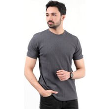 Erkek Bisiklet Yaka Kaşkorse T-Shirt Antrasit - 25Y 3011