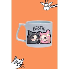 Kanka Bestie Bff Tasarım Baskılı Beyaz Lüks Kupa Bardak