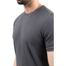 Erkek Bisiklet Yaka Kaşkorse T-Shirt Antrasit - 25Y 3011