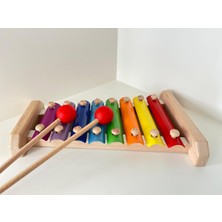 Ahşap Ksilofon Renkli 8 Nota Montessori Oyuncak