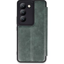 Newface  Vivo V30 Lite 4g Kılıf Flip Cover - Koyu Yeşil Zrnet