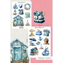Beach Temalı Parlak Sticker 01-02 Ajanda Planlayıcı Bullet Journal Için Uygundur