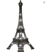 As Shown, 24.5X10X10CM Vintage Metal Eyfel Kulesi LED Işık Kulesi Düğün Dekorasyon