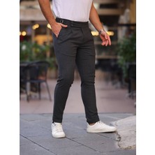 Erkek Old Money Pileli Kendinden Kemerli Kumaş Pantolon