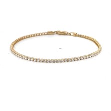 Zirkon Taşlı Ince Tasarım Suyolu Yeşil Altın Bileklik