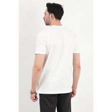 Erkek Bisiklet Yaka Dokulu %100 Pamuklu T-Shirt Beyaz - 25Y 2923
