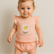 Kız Bebek Summer Çiçek Nakışlı Şortlu Takım