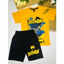 Erkek Çocuk Batman Tişört Şort 2’li Alt Üst Takım Sarı