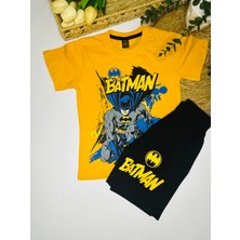 Erkek Çocuk Batman Tişört Şort 2’li Alt Üst Takım Sarı