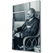 Atatürk Portresi Cam Tablo, Ev ve Ofis Duvar Dekoru, Hediyelik Büyük Temperli 4 mm Cam Tablo