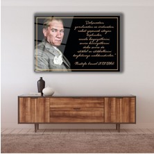 Gazi Mustafa Kemal Atatürk Portresi ve Sözleri Cam Tablo