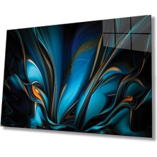 Shopping Haven Mavi Turuncu Soyut Cam Tablo Ev ve Ofis Duvar Dekoru Hediyelik Büyük Tablo Dayanıklı Cam