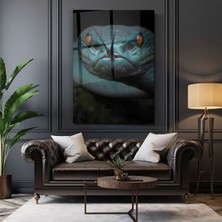 Shopping Haven Cam Tablo - Yakın Çekim Yılan - Duvar Dekorasyonu - Ofis Dekorasyonu - Duvar Tablosu - Dk