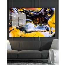 Sarı Siyah Soyut Akrilik Dökme Cam Tablo, Modern Tablo, Duvar Dekor, Büyük Tablo, Cam Duvar Tablo