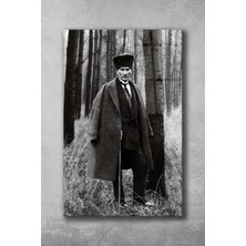 Shopping Haven Mustafa Kemal Atatürk Cam Tablo, Siyah Beyaz, Ev, Ofis ve Okul Duvar Dekoru, Hediyelik, Büyük Tablo