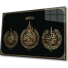 Shopping Haven Ayetel Kürsi, Felak ve Nas Suresi Dini Islami Cam Tablo, Ev Ofis Duvar Dekoru Hediyelik Büyük Tablo